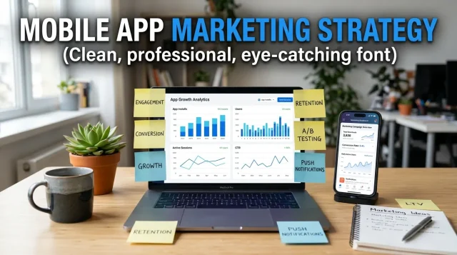 Mobile app marketing strategy concept